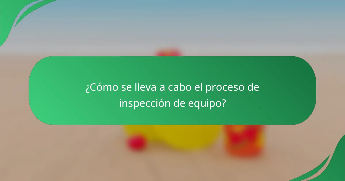 ¿Cómo se lleva a cabo el proceso de inspección de equipo?